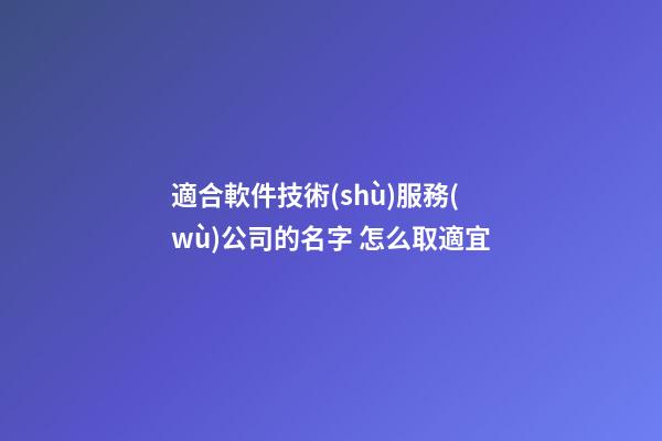 適合軟件技術(shù)服務(wù)公司的名字 怎么取適宜-第1張-公司起名-玄機(jī)派